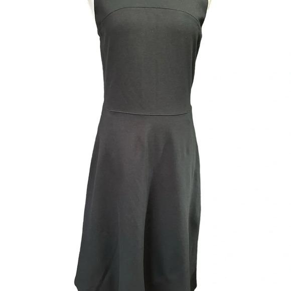 Lands End Black Vneck Fit and Flare Scuba Dress - Picture 3 of 8